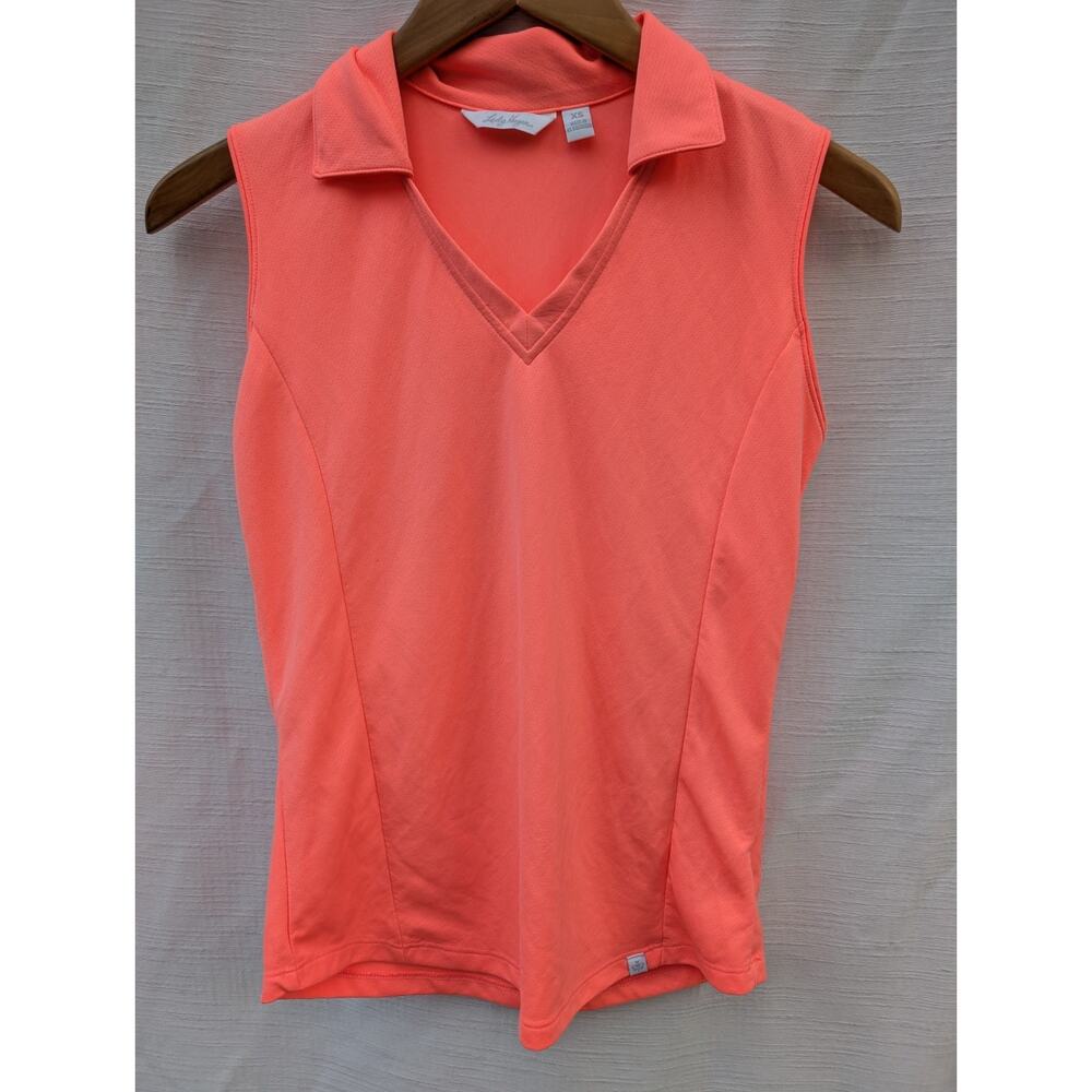 Lady Hagen Womens Coral Splash Sleeveless Polo Top Shirt Sz XS Golf Tennis Sport